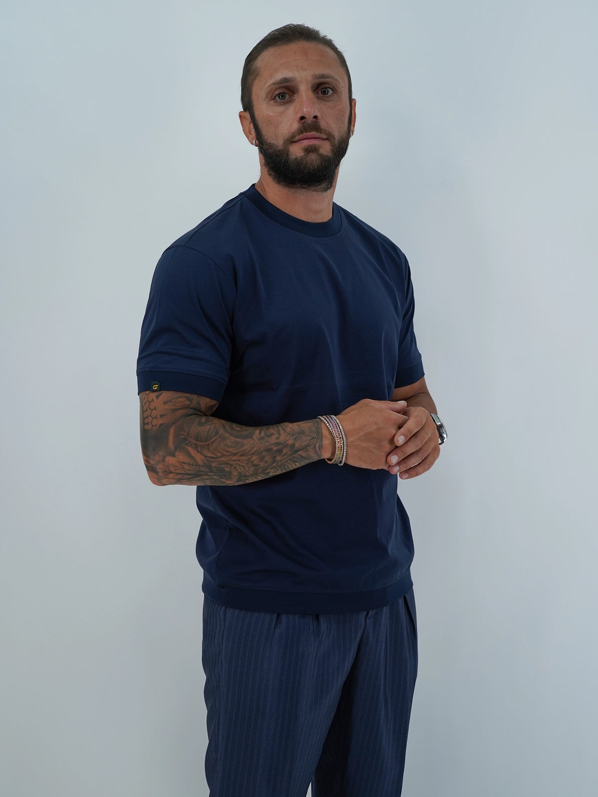 T-Shirt in Filo di Scozia | Girocollo| Blu