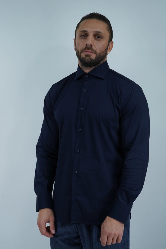 Camicia collo francese blu