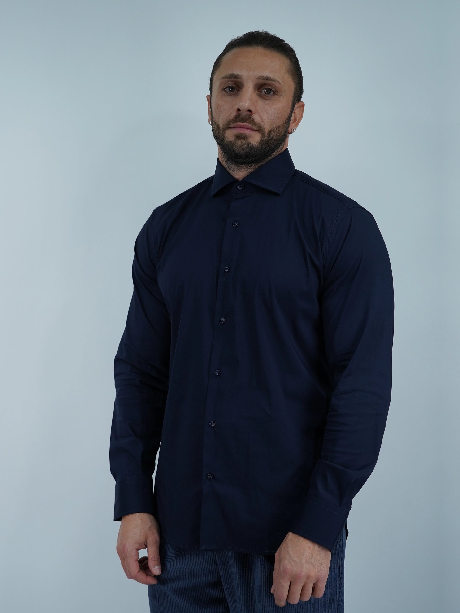 Camicia collo francese blu