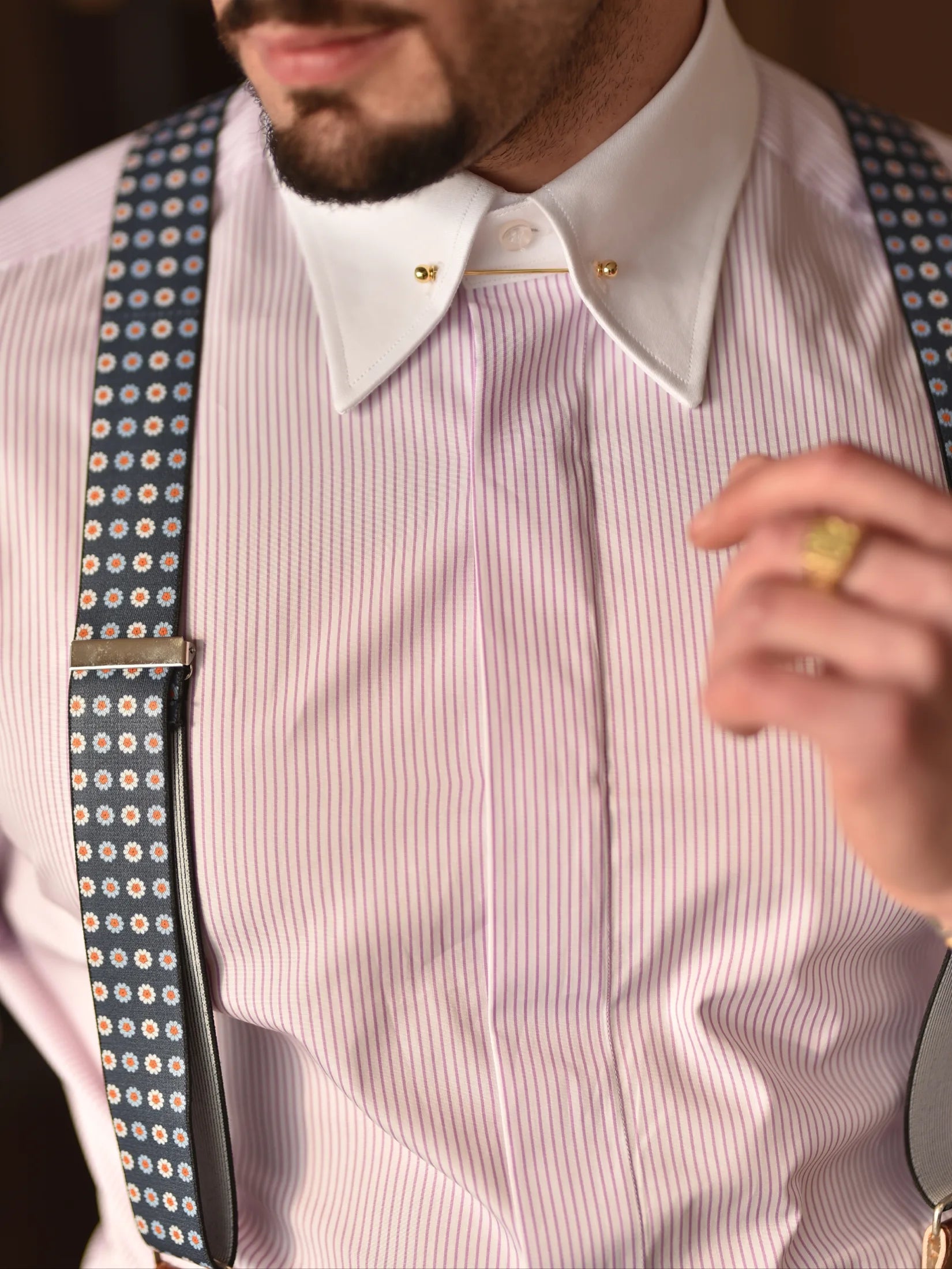 Spille collo camicia oro e argento