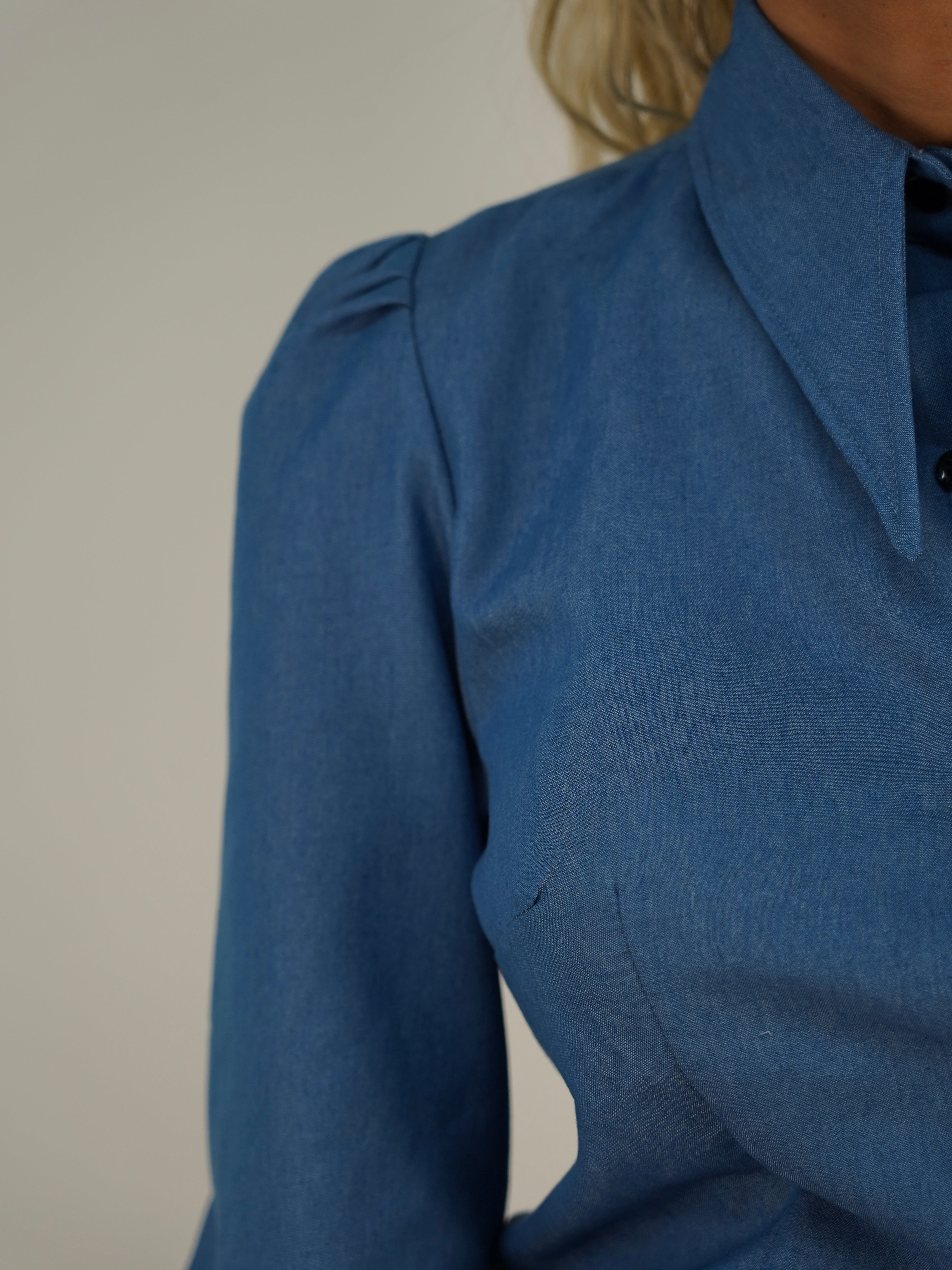 Camicia Mory collo a vela blu jeans