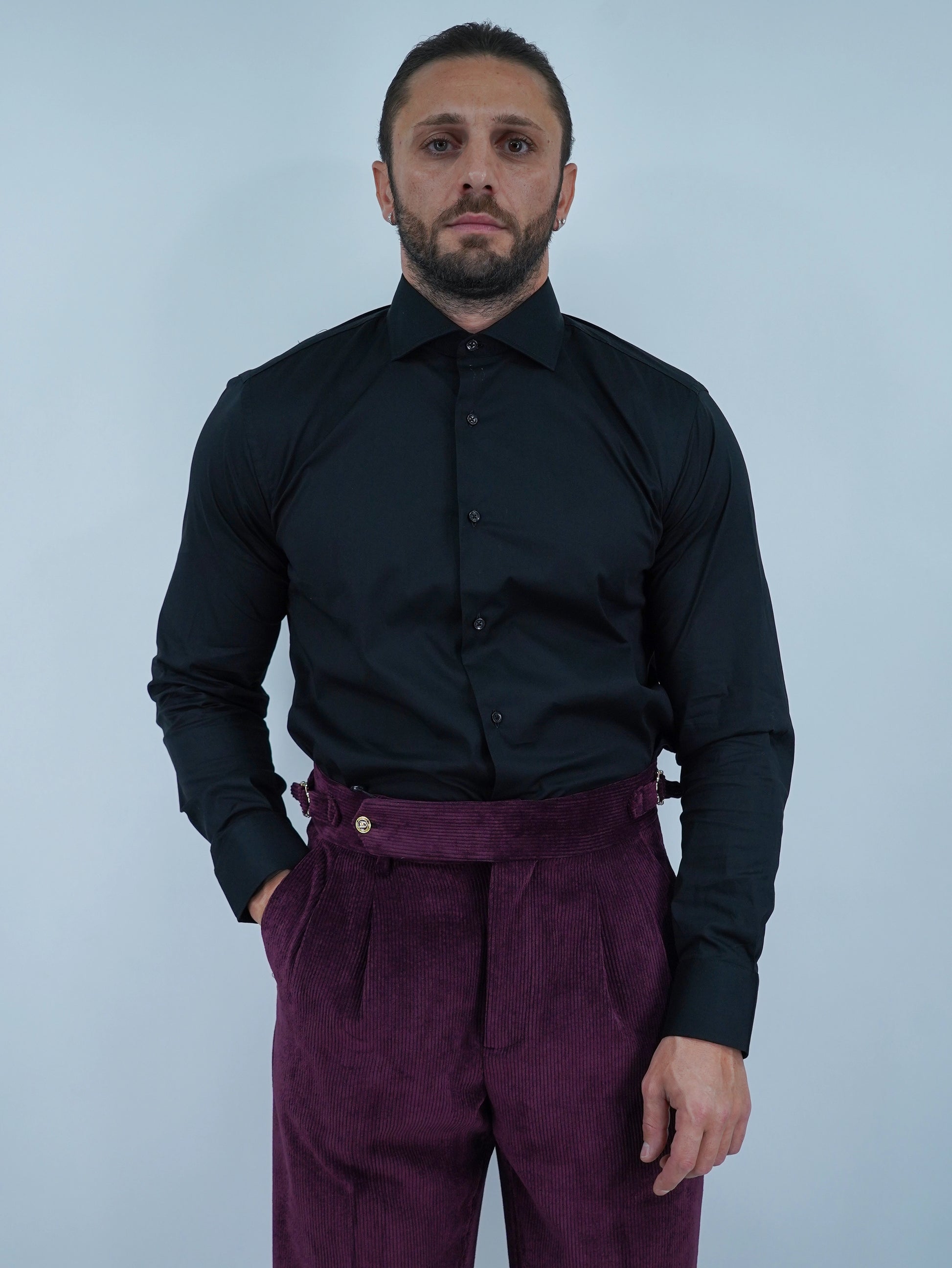 Camicia collo francese nera