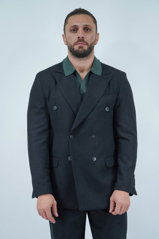 Giacca Harmonious doppiopetto in flanella nero