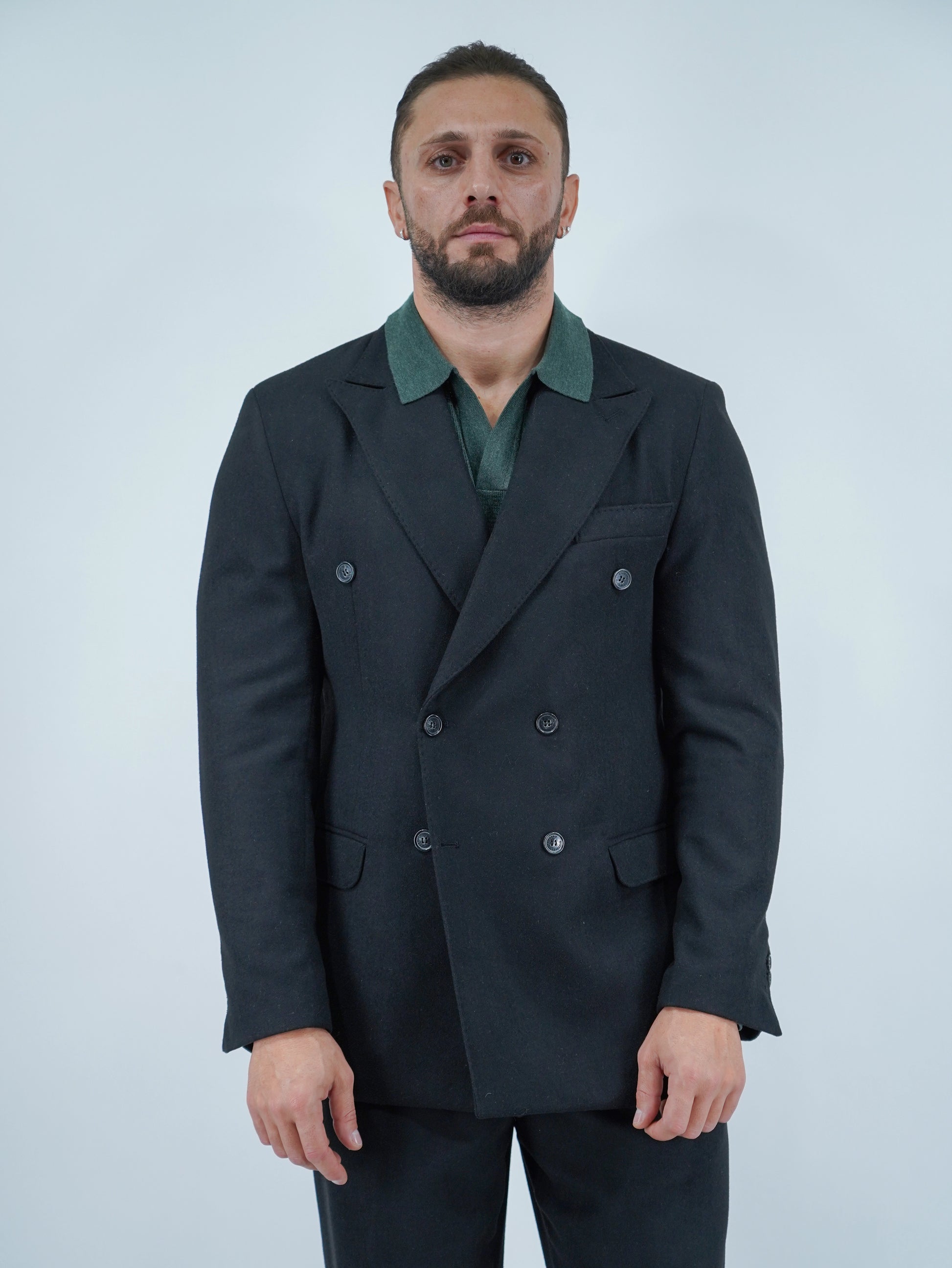 Giacca Harmonious doppiopetto in flanella nero