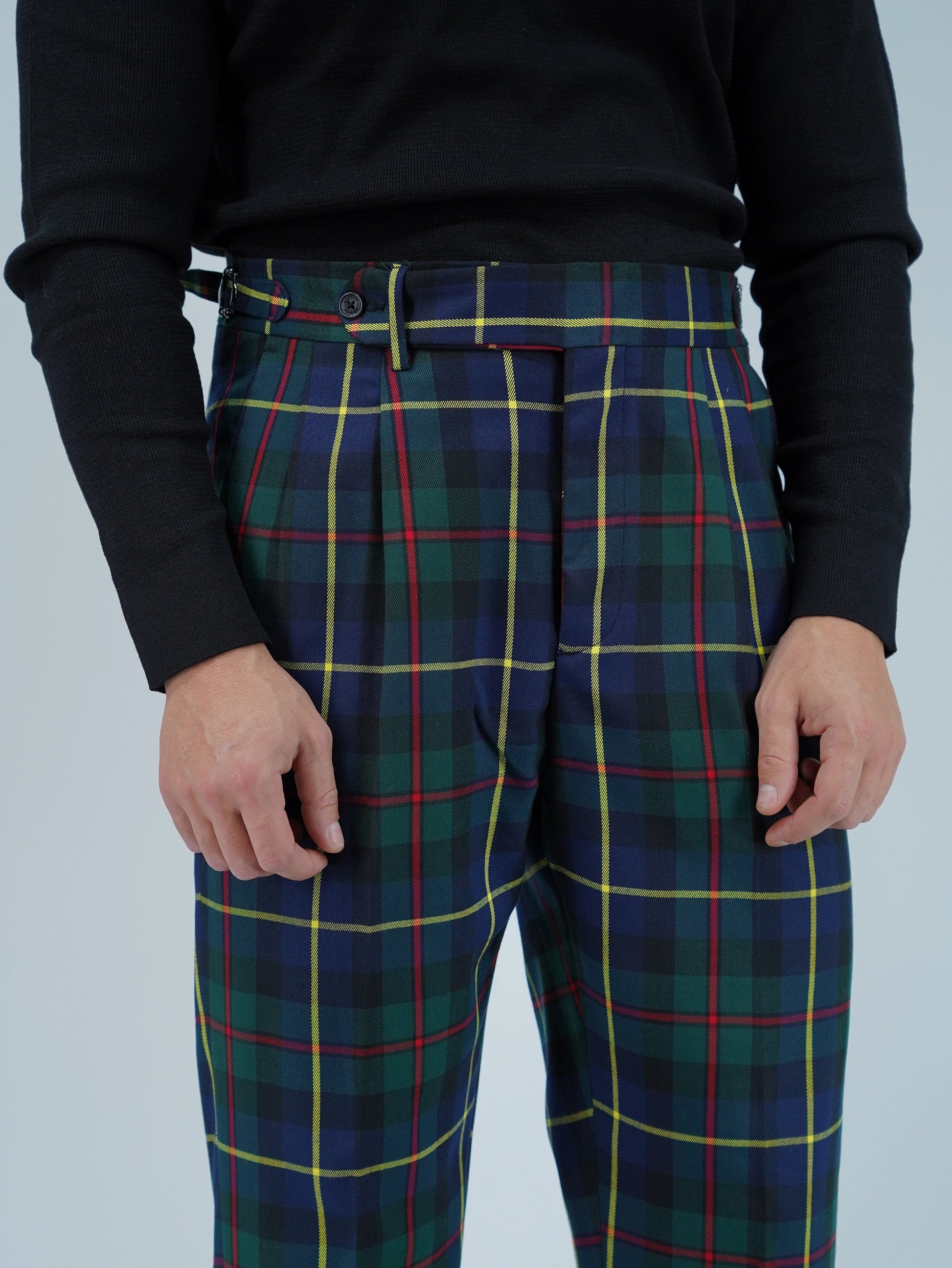 Gurkha 1 bottone con fibbie laterali stringenti Tartan Black Watch