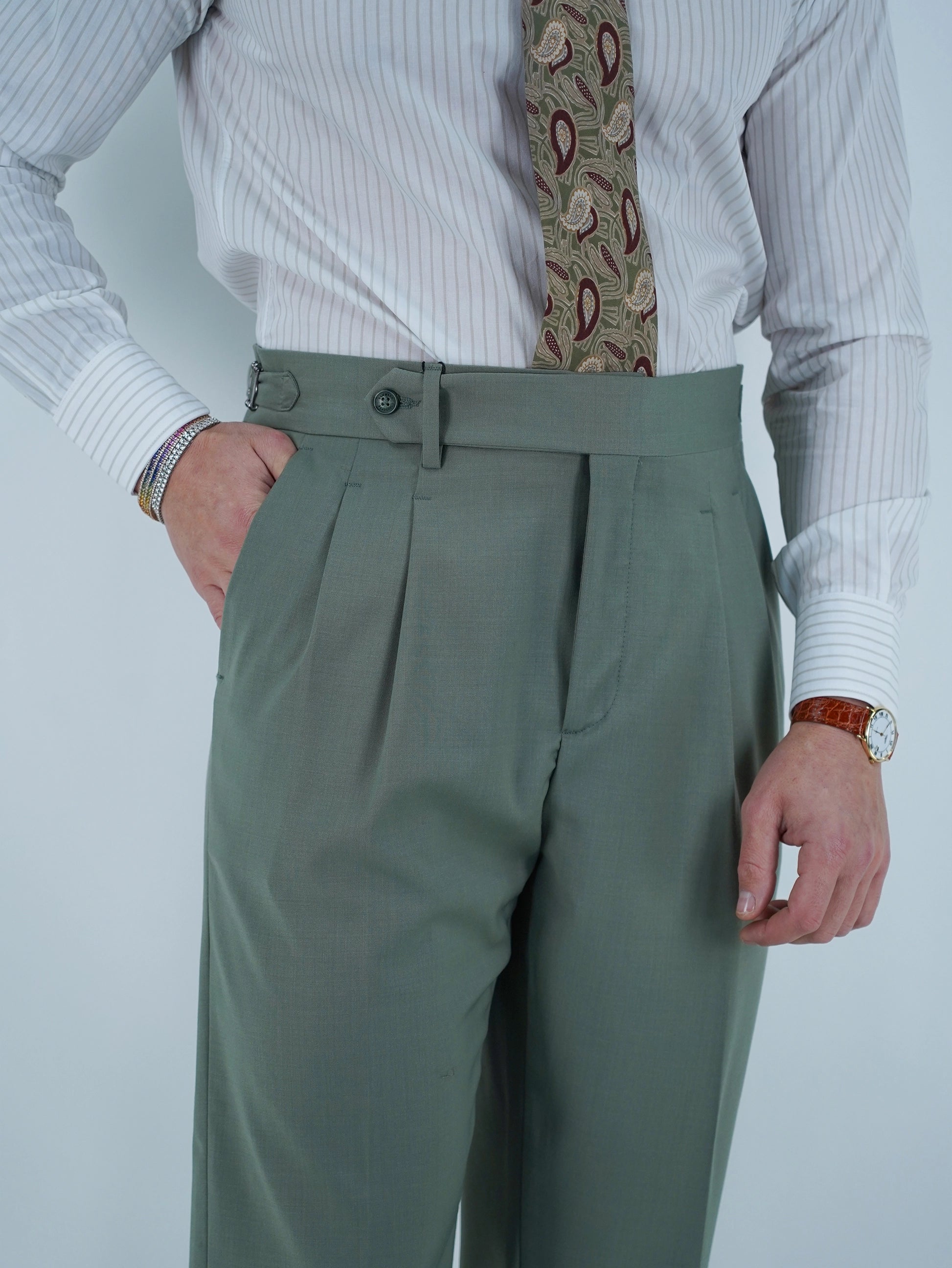 Gurkha 1 bottone - Fondo 20/23cm | Doppia Fibbia Regolabile | Verde Oliva