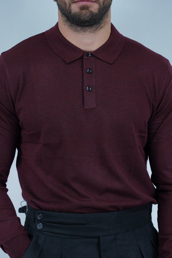 Polo con bottoni in filo bordeaux