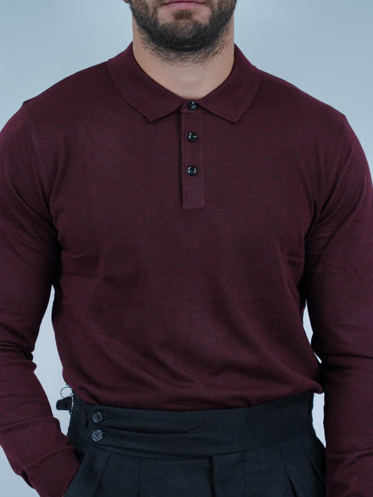 Polo con bottoni in filo bordeaux