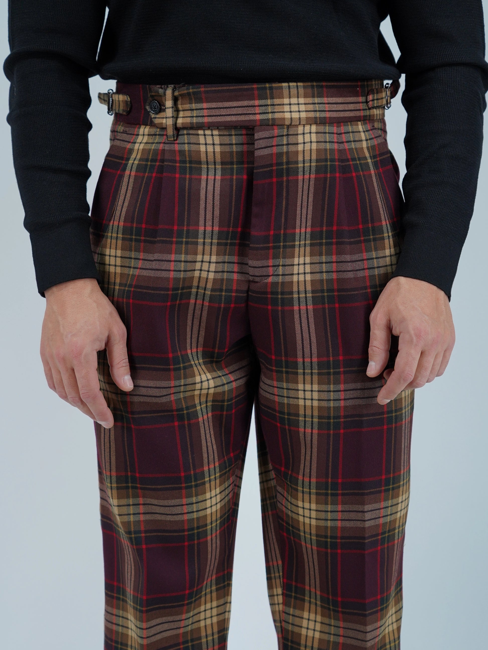 Gurkha 1 bottone con fibbie stringenti laterali Tartan Royal Stewart
