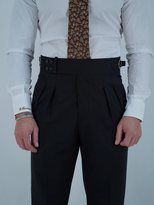 Gurkha 4 bottoni - Fondo 17/20cm | Doppia Fibbia Regolabile | Nero Corvino