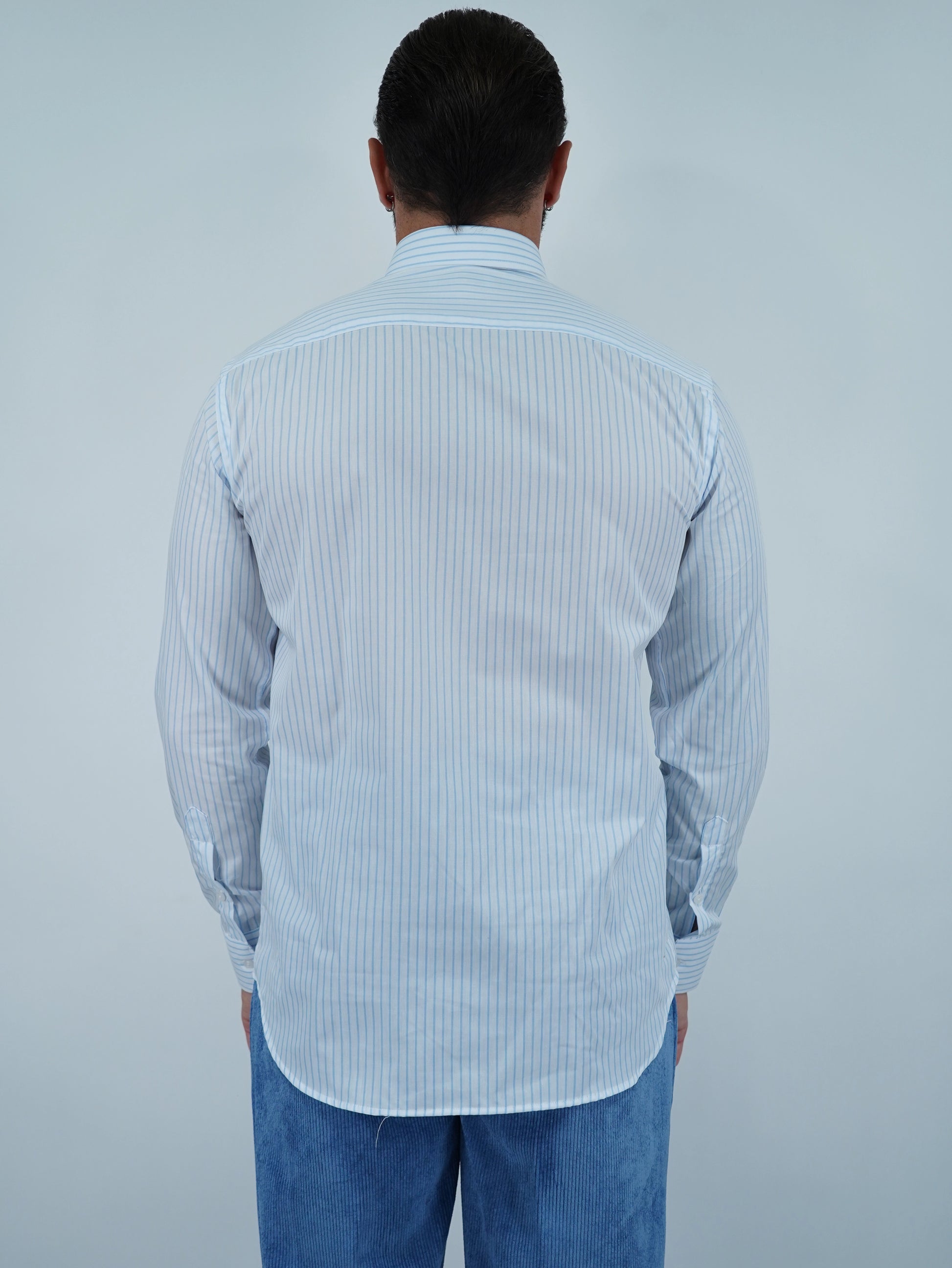 Camicia collo francese Bianca rigo celeste