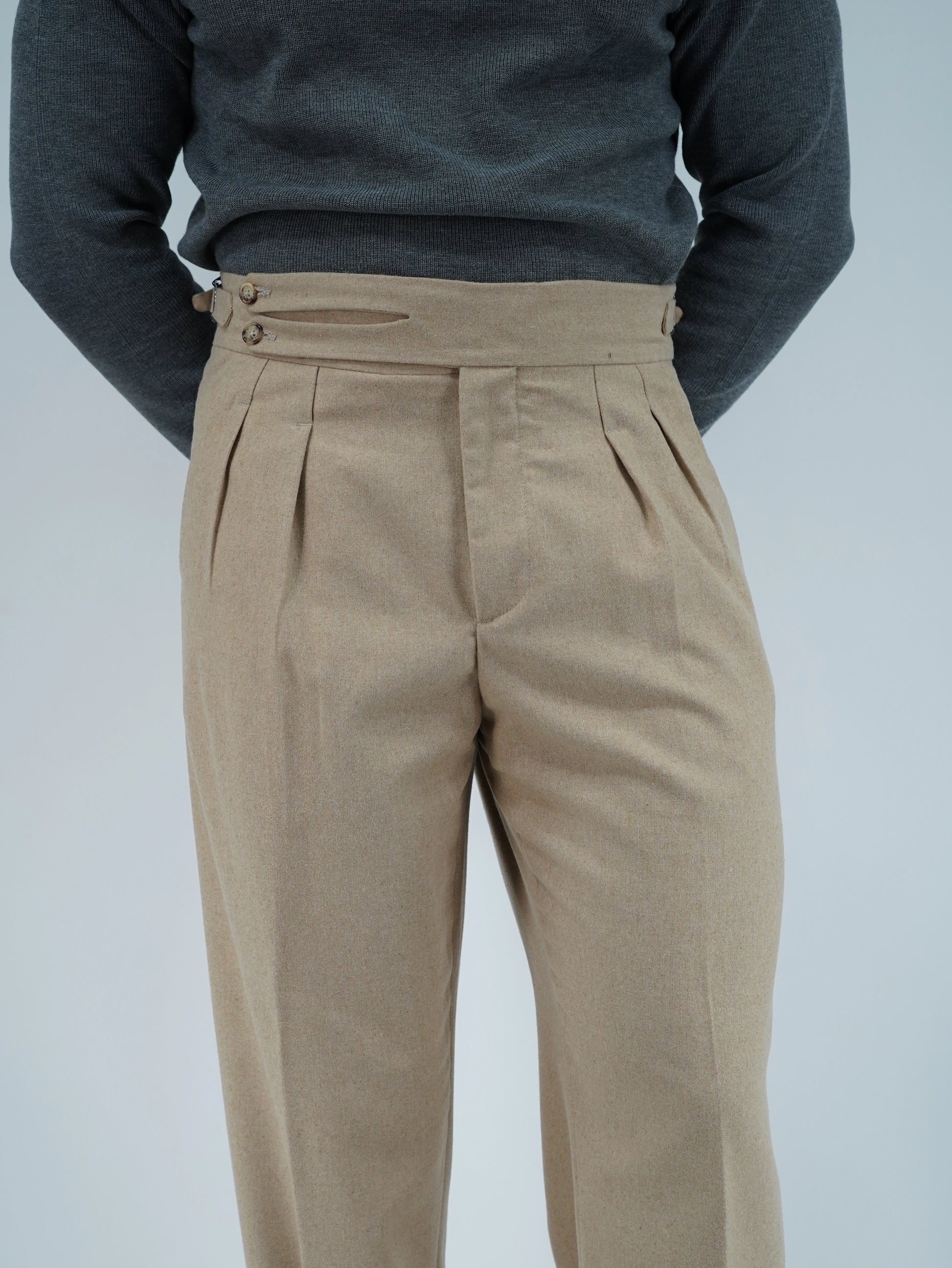 Gurkha biforcato in flanella sabbia fondo 23cm