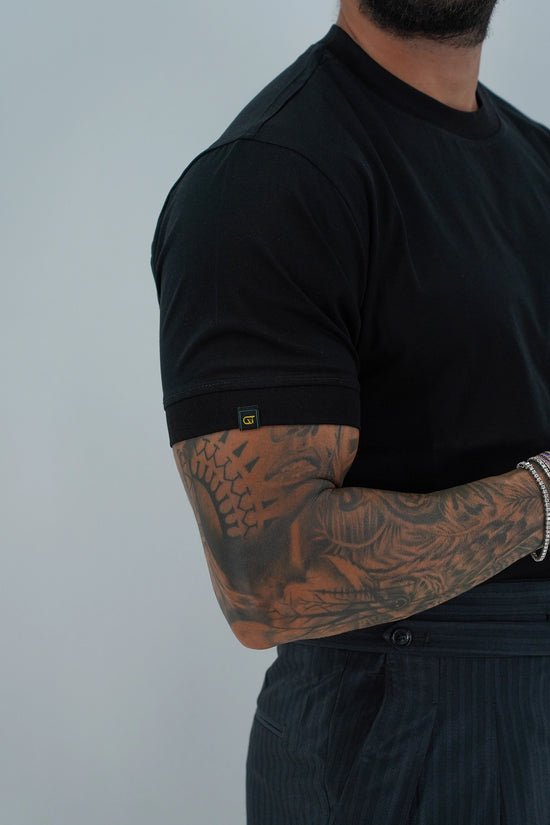 T-Shirt in Filo di Scozia | Girocollo| Nero