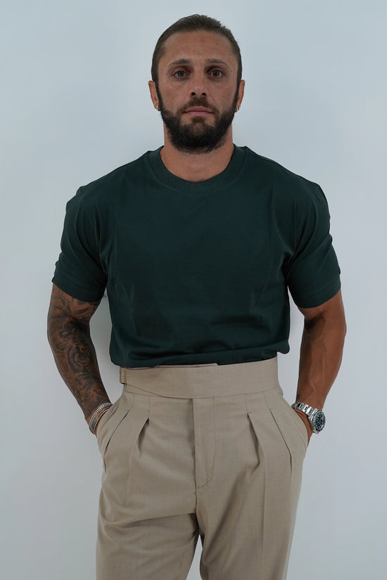T-Shirt in Filo di Scozia | Girocollo| Verde Foresta