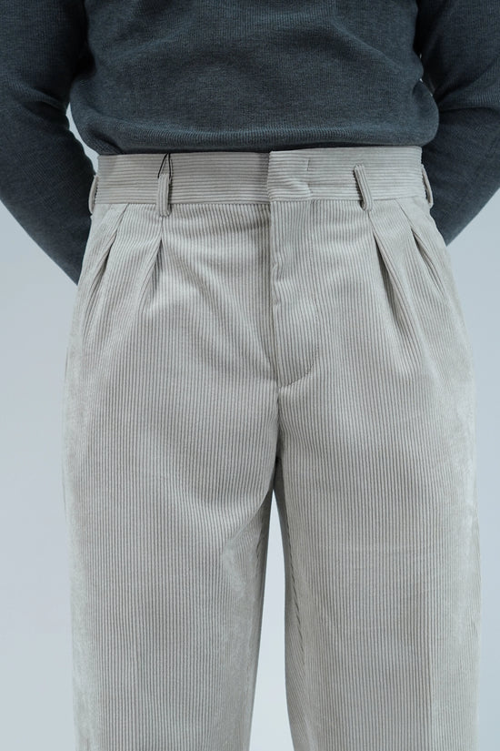 Gurkha con passanti in velluto a coste avorio fondo 23cm