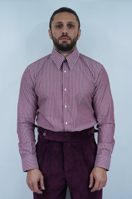 Camicia collo a vela bordeaux rigo bianco