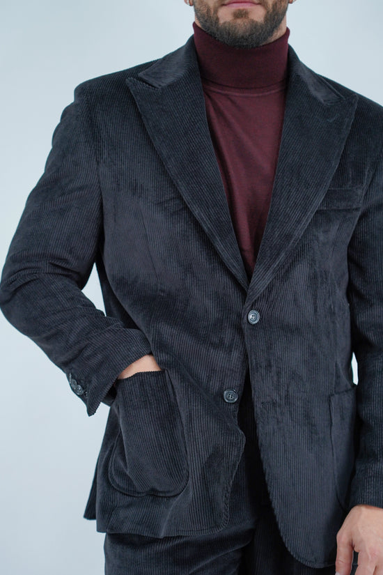 Giacca Harmonious monopetto in velluto a coste nero