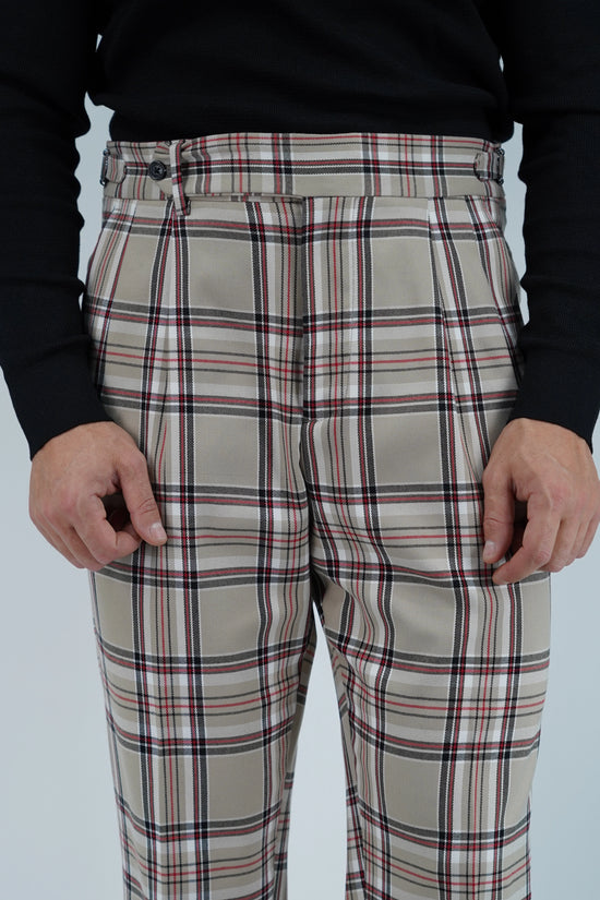Gurkha un bottone con fibbie laterali stringenti Tartan Beige Check