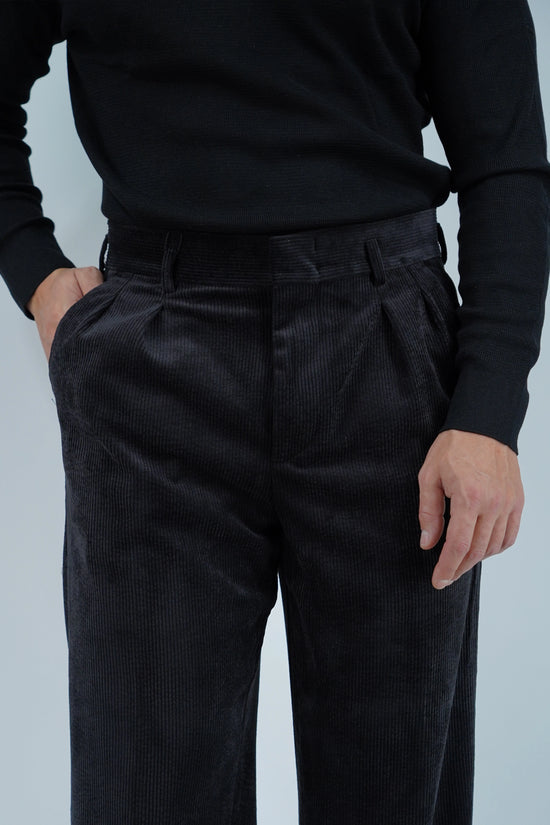 Gurkha con passanti in velluto a coste nero fondo 23cm