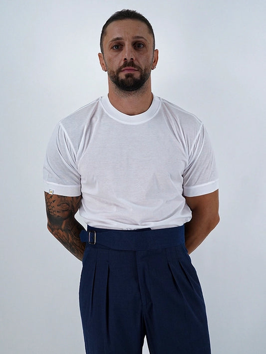 T-Shirt in Filo di Scozia | Girocollo| Bianco
