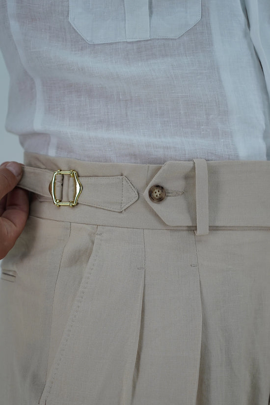 Gurkha Heritage 1 bottone in lino - Fondo 22/25cm | Doppia Fibbia Regolabile | Beige