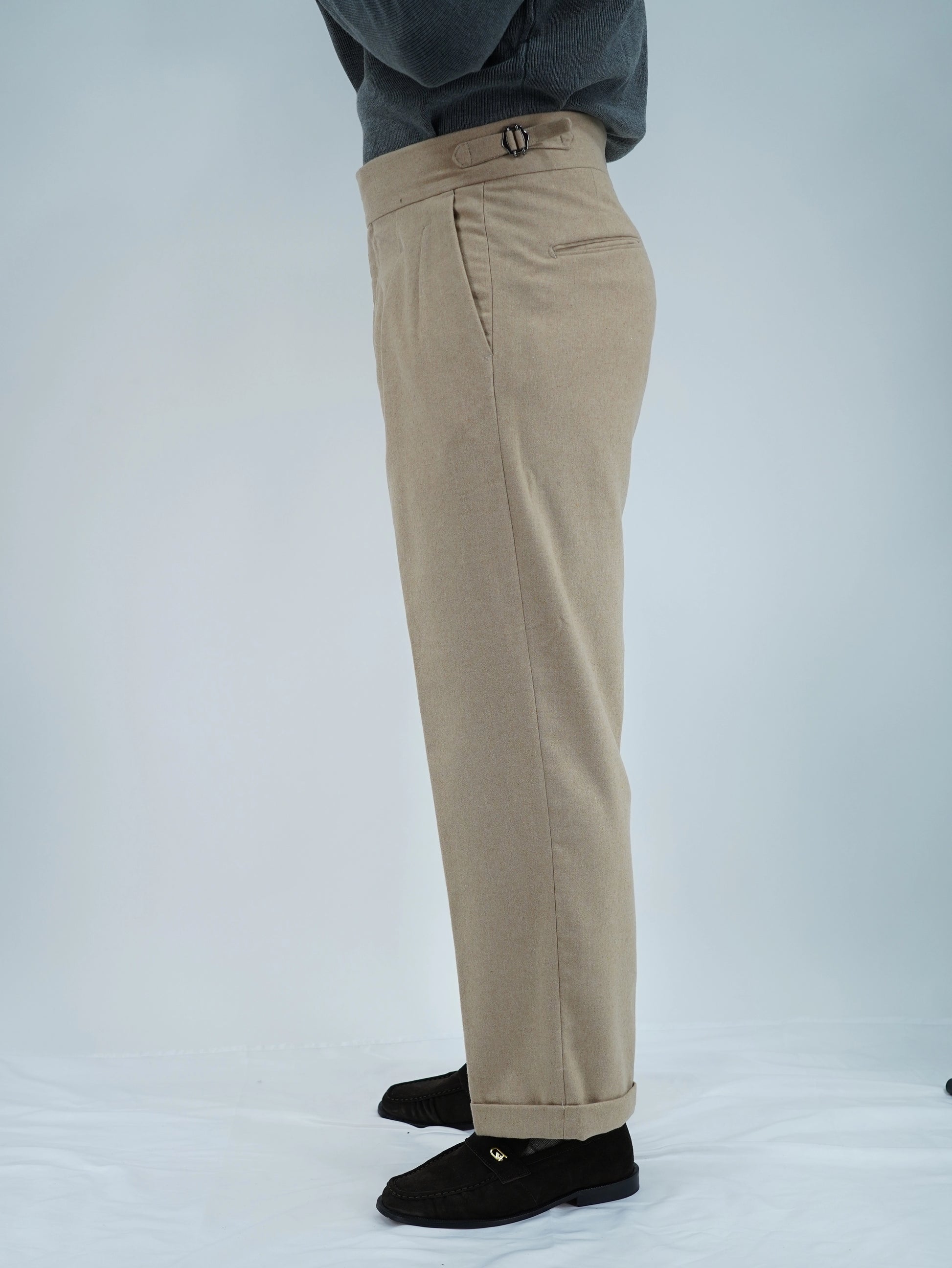 Gurkha biforcato in flanella sabbia fondo 23cm