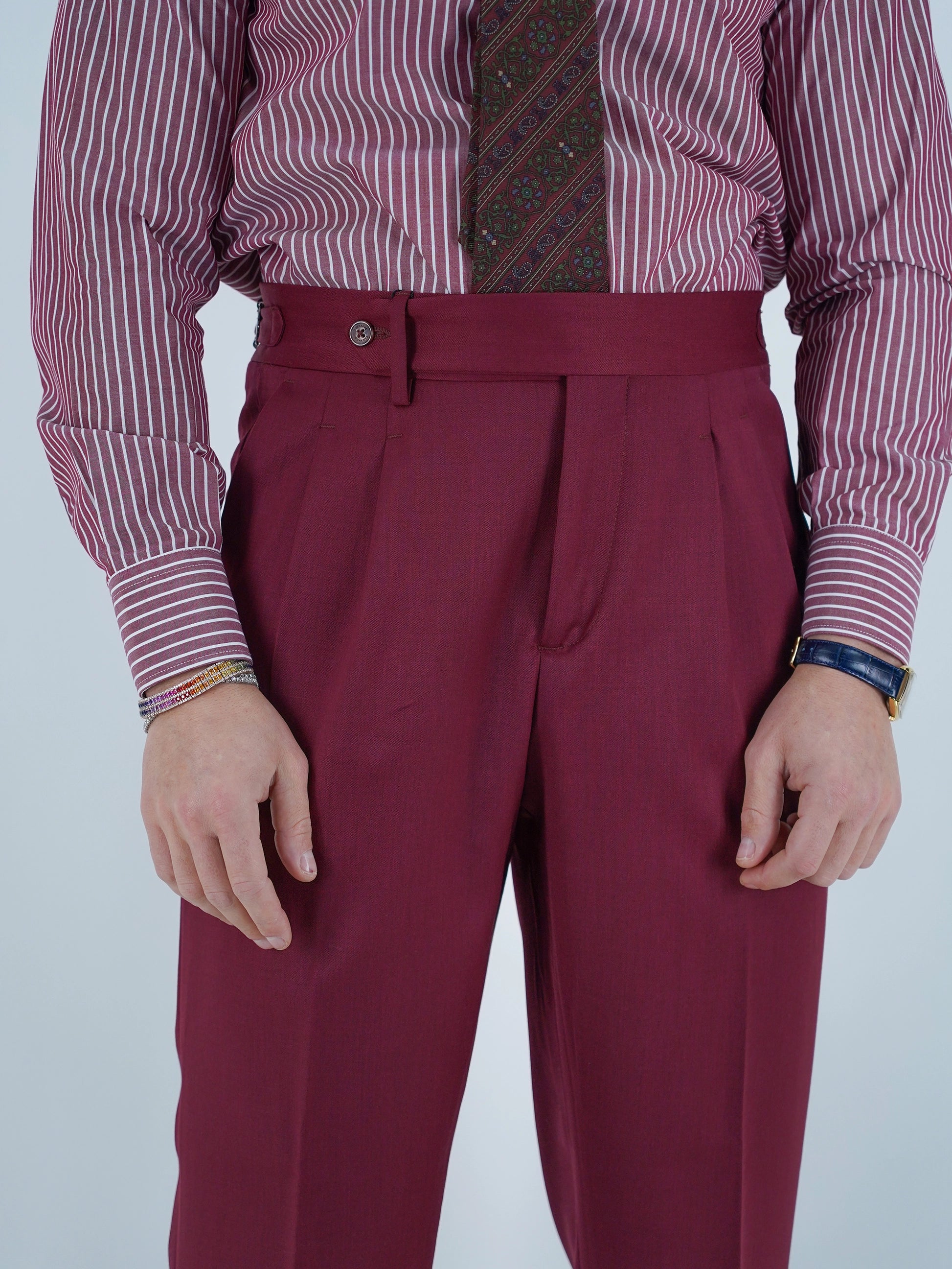 Gurkha 1 bottone - Fondo 20/23cm | Doppia Fibbia Regolabile | Bordeaux Profondo