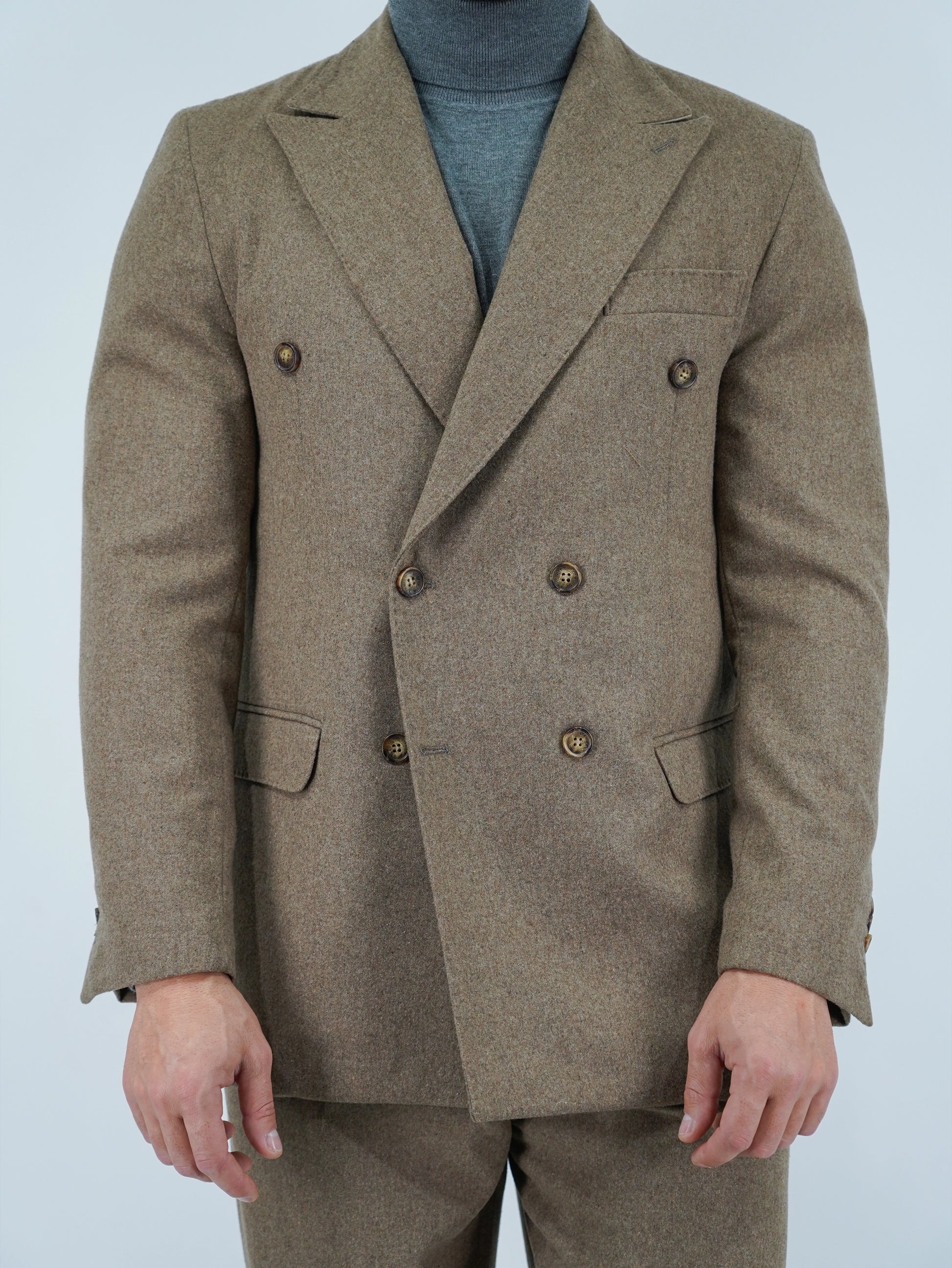 Giacca Harmonious doppiopetto in flanella quercia