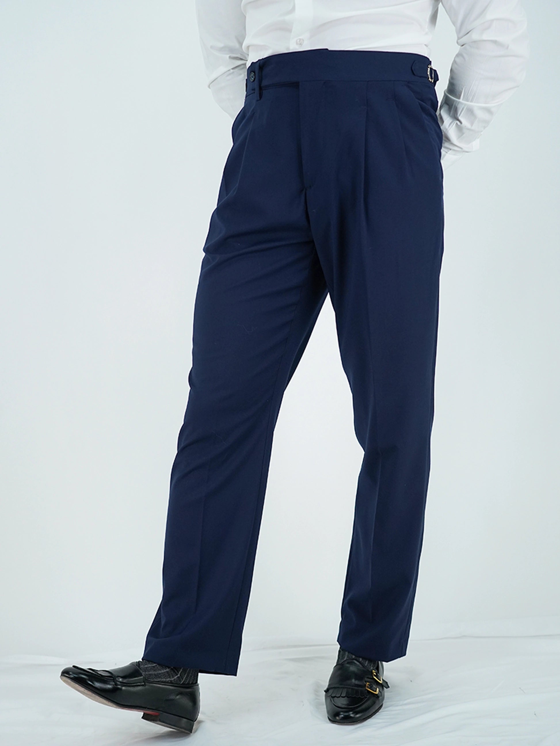Gurkha 1 bottone - Fondo 20/23cm | Doppia Fibbia Regolabile | Blu oltremare