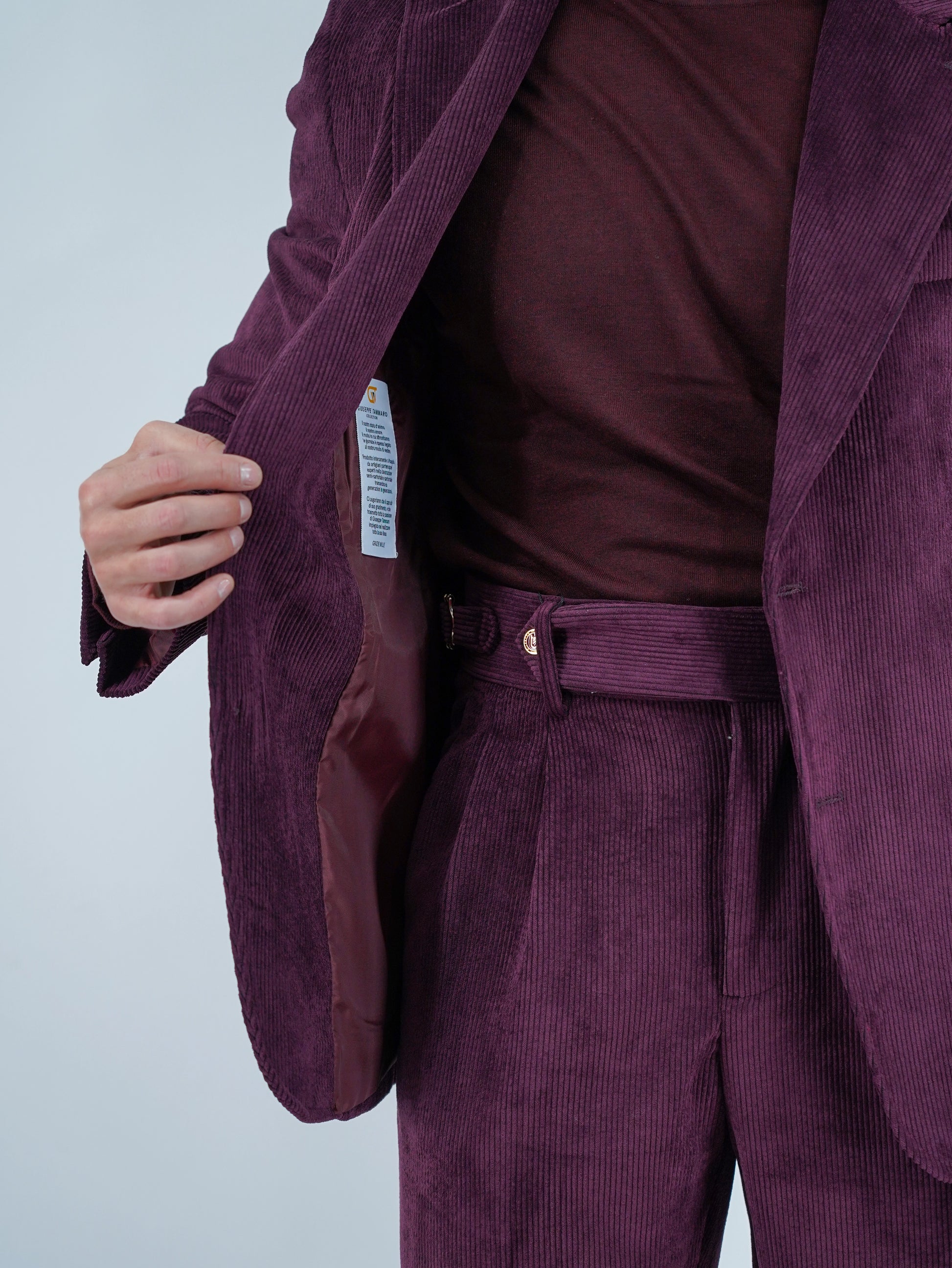 Giacca Harmonious monopetto in velluto a coste bordeaux