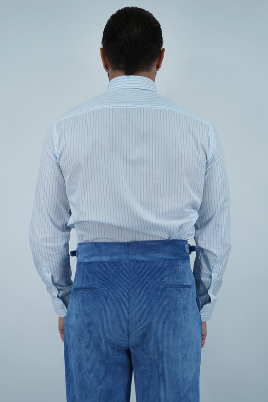 Camicia collo francese Bianca rigo celeste