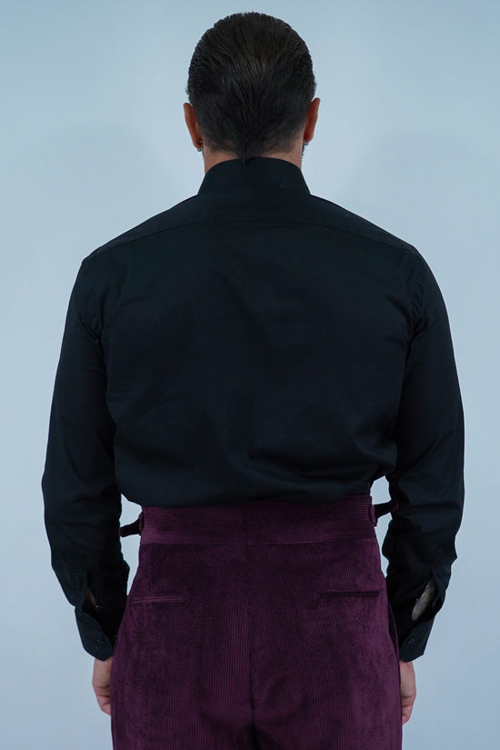 Camicia collo a vela nera