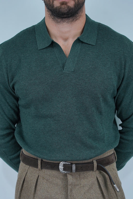 Polo senza bottoni in filo verde