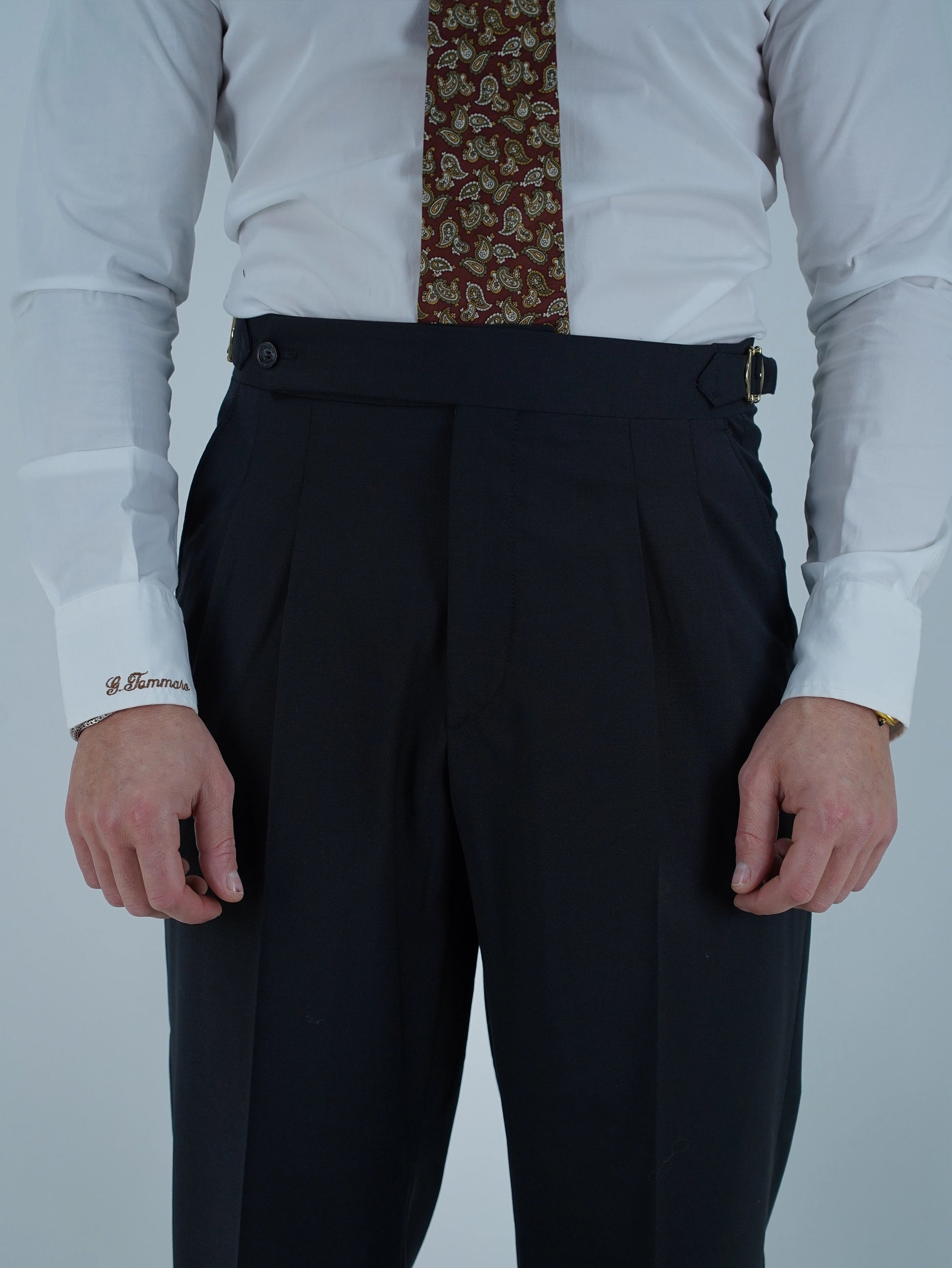 Gurkha 1 bottone - Fondo 20/23cm | Doppia Fibbia Regolabile | Nero Corvino