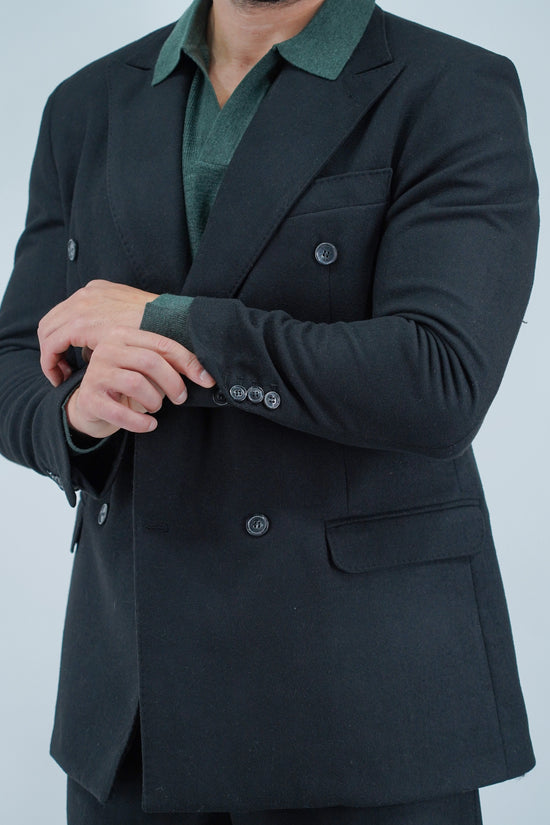 Giacca Harmonious doppiopetto in flanella nero