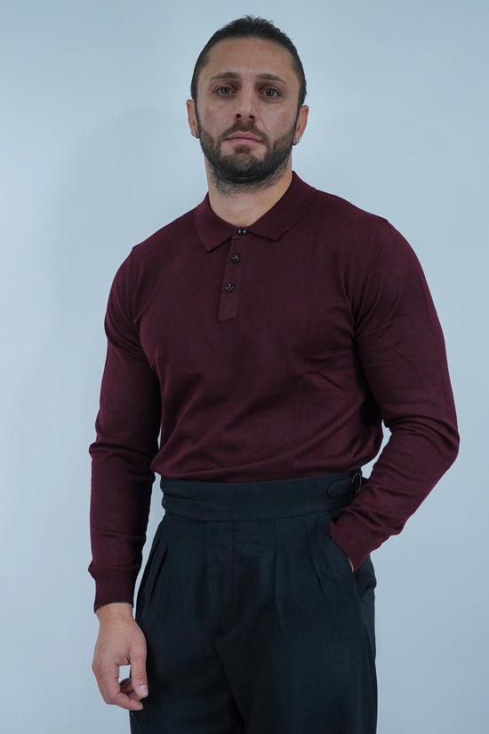 Polo con bottoni in filo bordeaux
