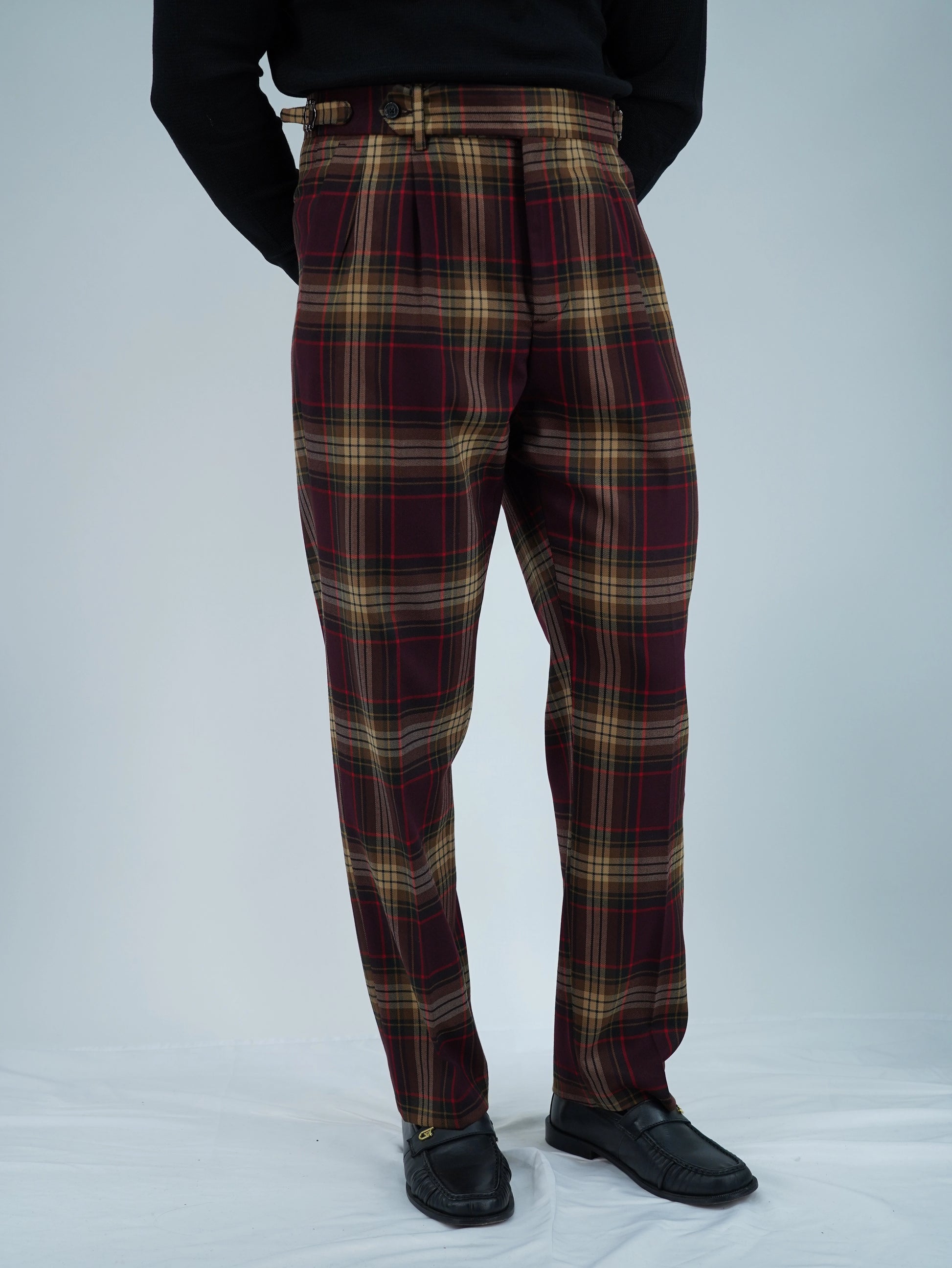 Gurkha 1 bottone con fibbie stringenti laterali Tartan Royal Stewart