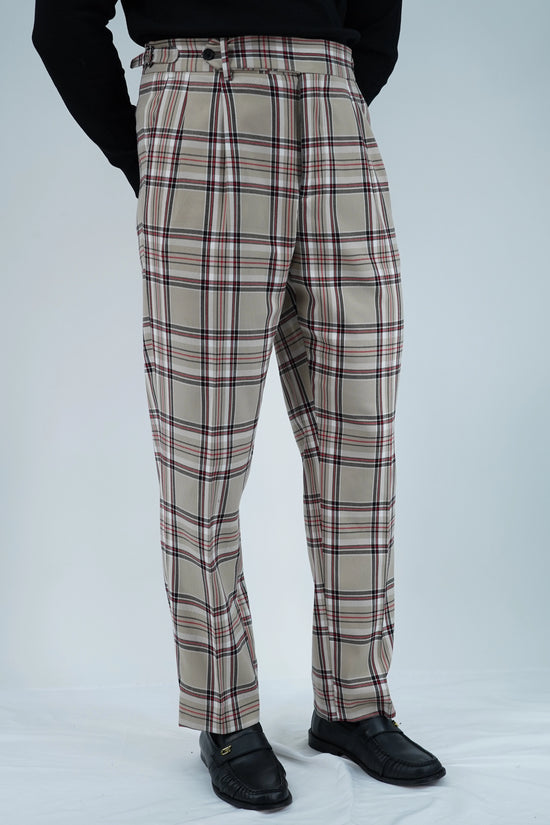 Gurkha un bottone con fibbie laterali stringenti Tartan Beige Check