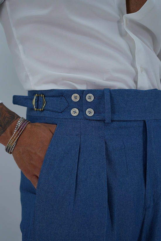 Gurkha Heritage 4 bottoni - Fondo 22/25cm | Doppia Fibbia Regolabile | Jeans Chiaro