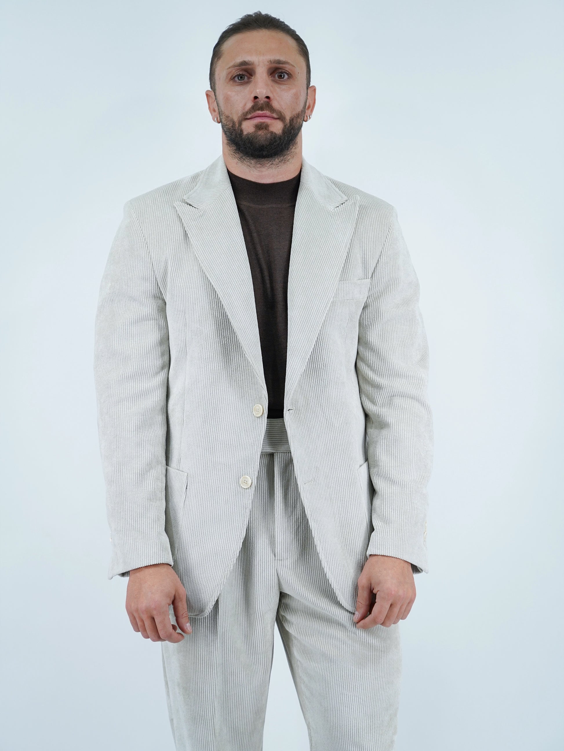 Giacca Harmonious doppiopetto in velluto a coste avorio