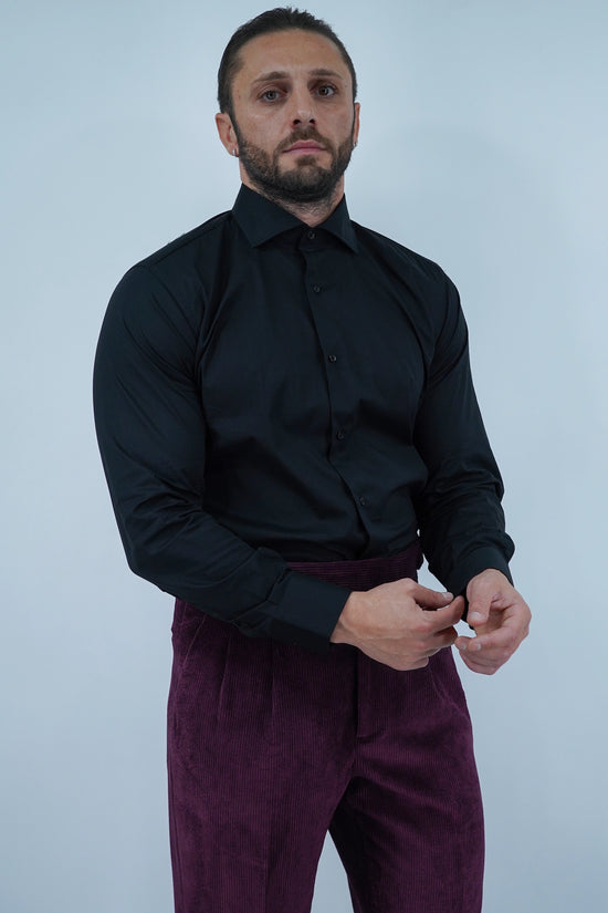 Camicia collo francese nera