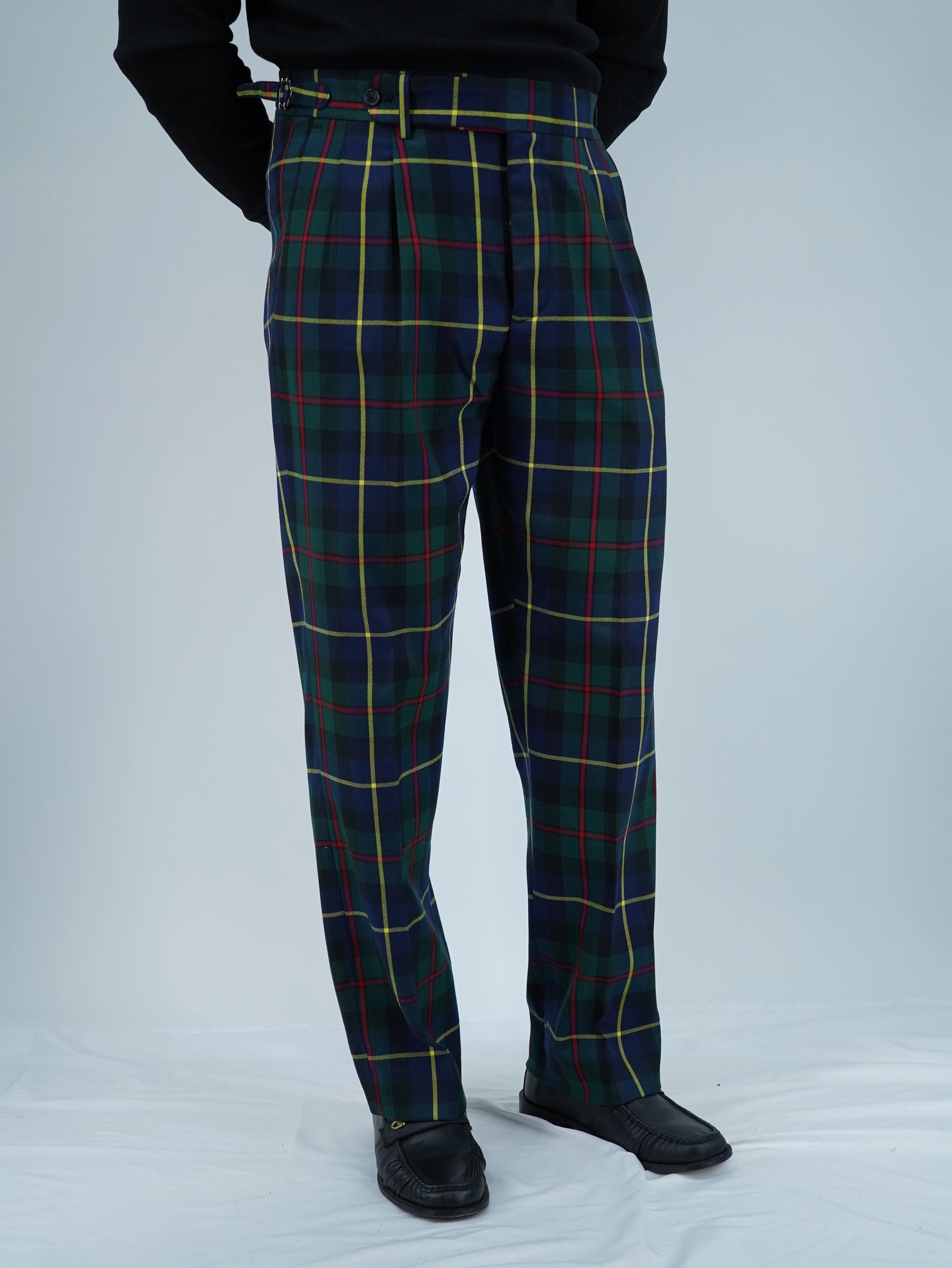 Gurkha 1 bottone con fibbie laterali stringenti Tartan Black Watch