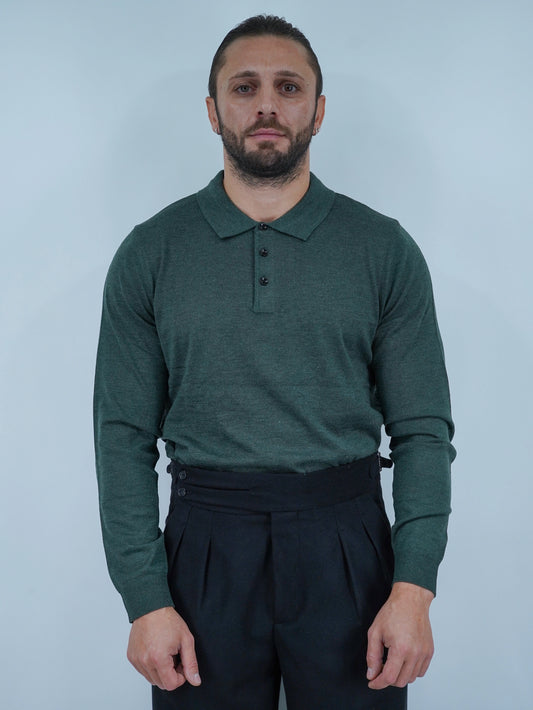 Polo con bottoni in filo verde