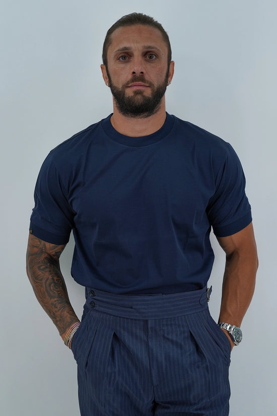 T-Shirt in Filo di Scozia | Girocollo| Blu