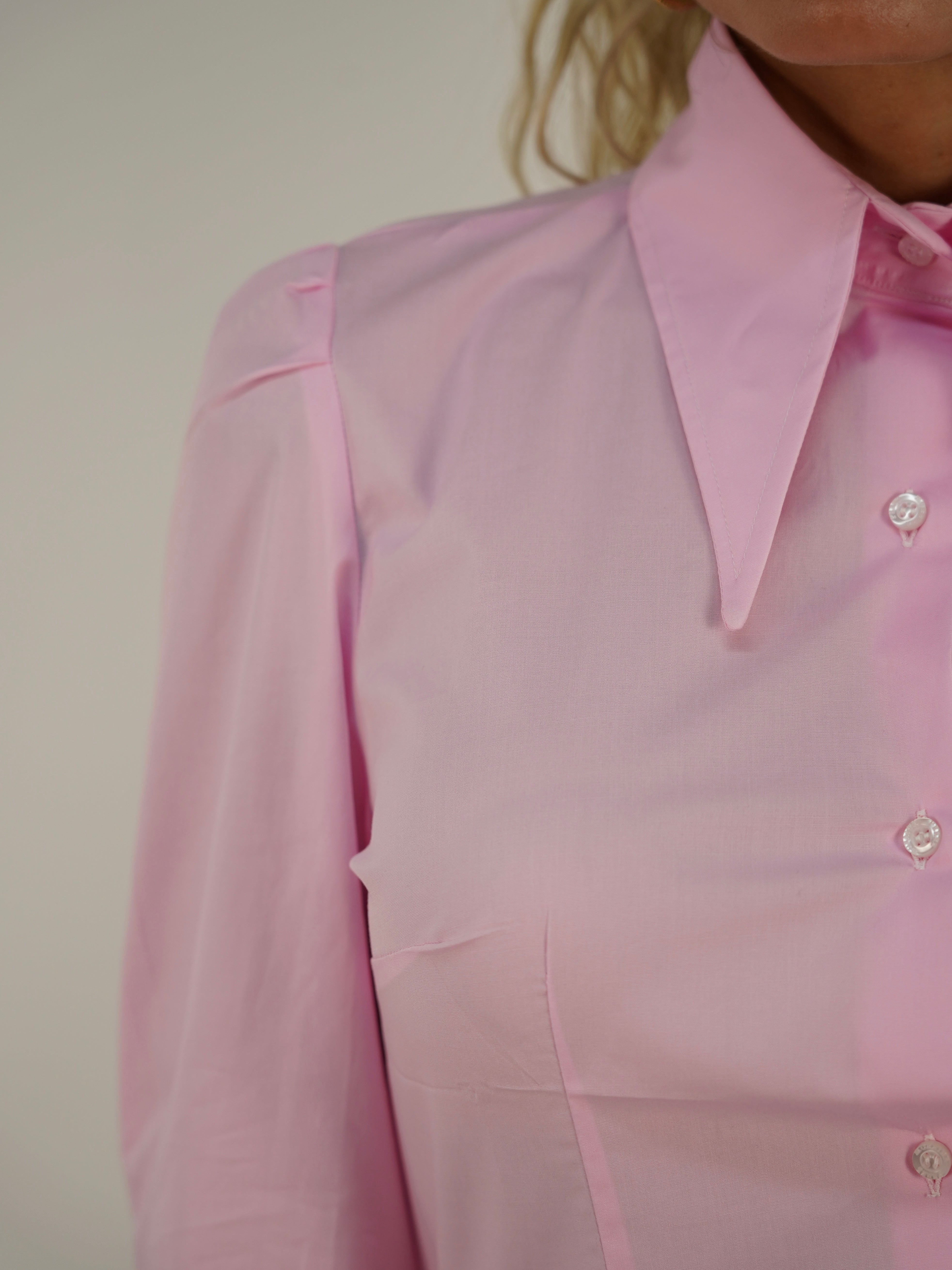 Camicia Mory collo a vela in cotone rosa