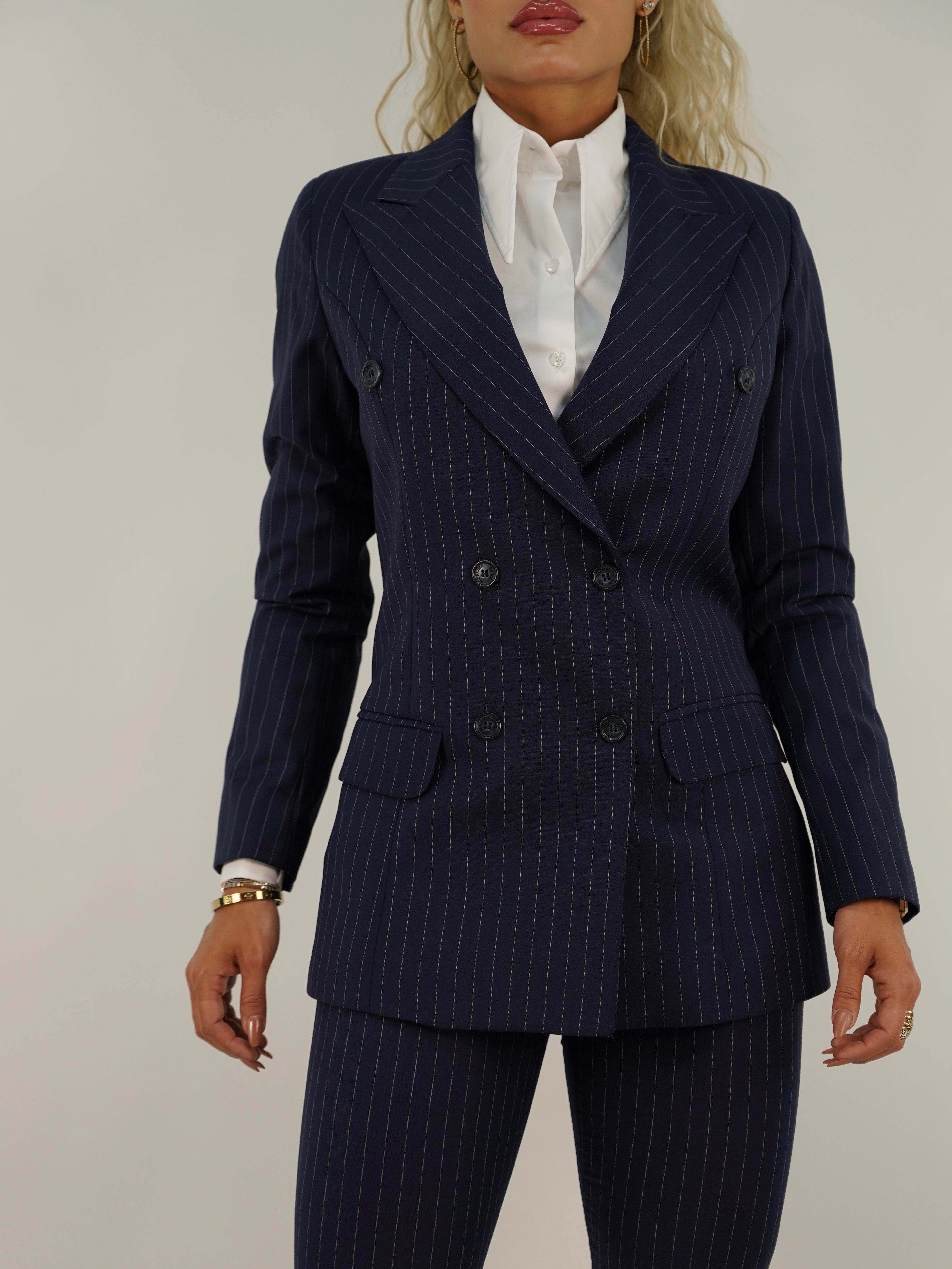 Tailleur doppiopetto blu gessato