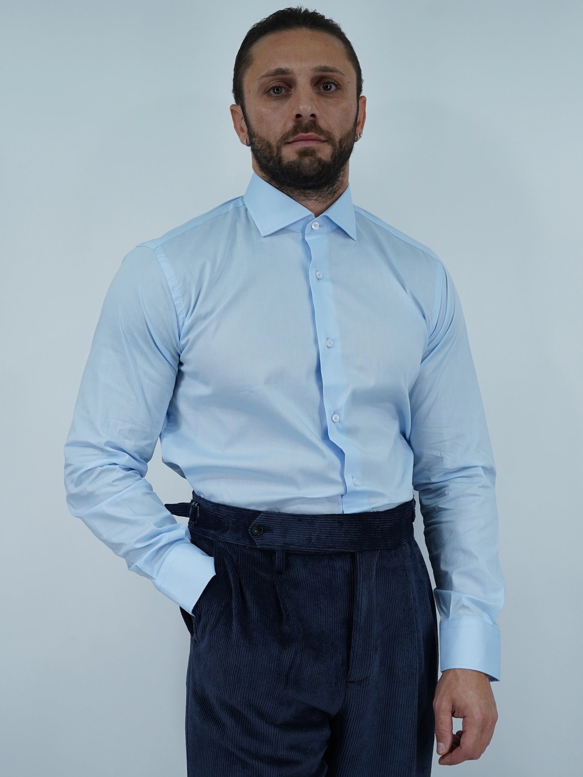 Camicia collo francese celeste