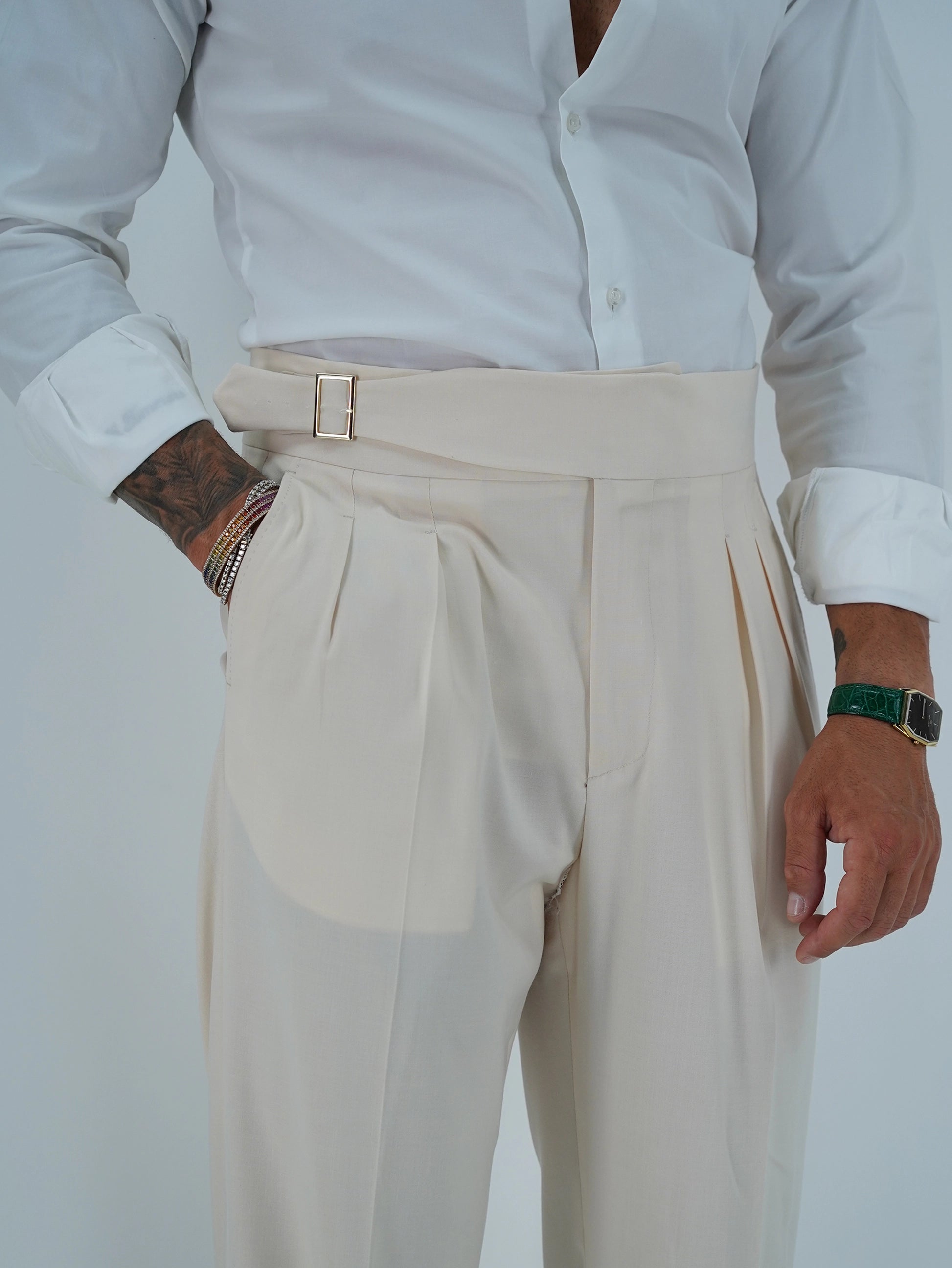 Gurkha Heritage Con Fibbia Laterale- Fondo 22/25cm | Doppia Fibbia Regolabile | Crema