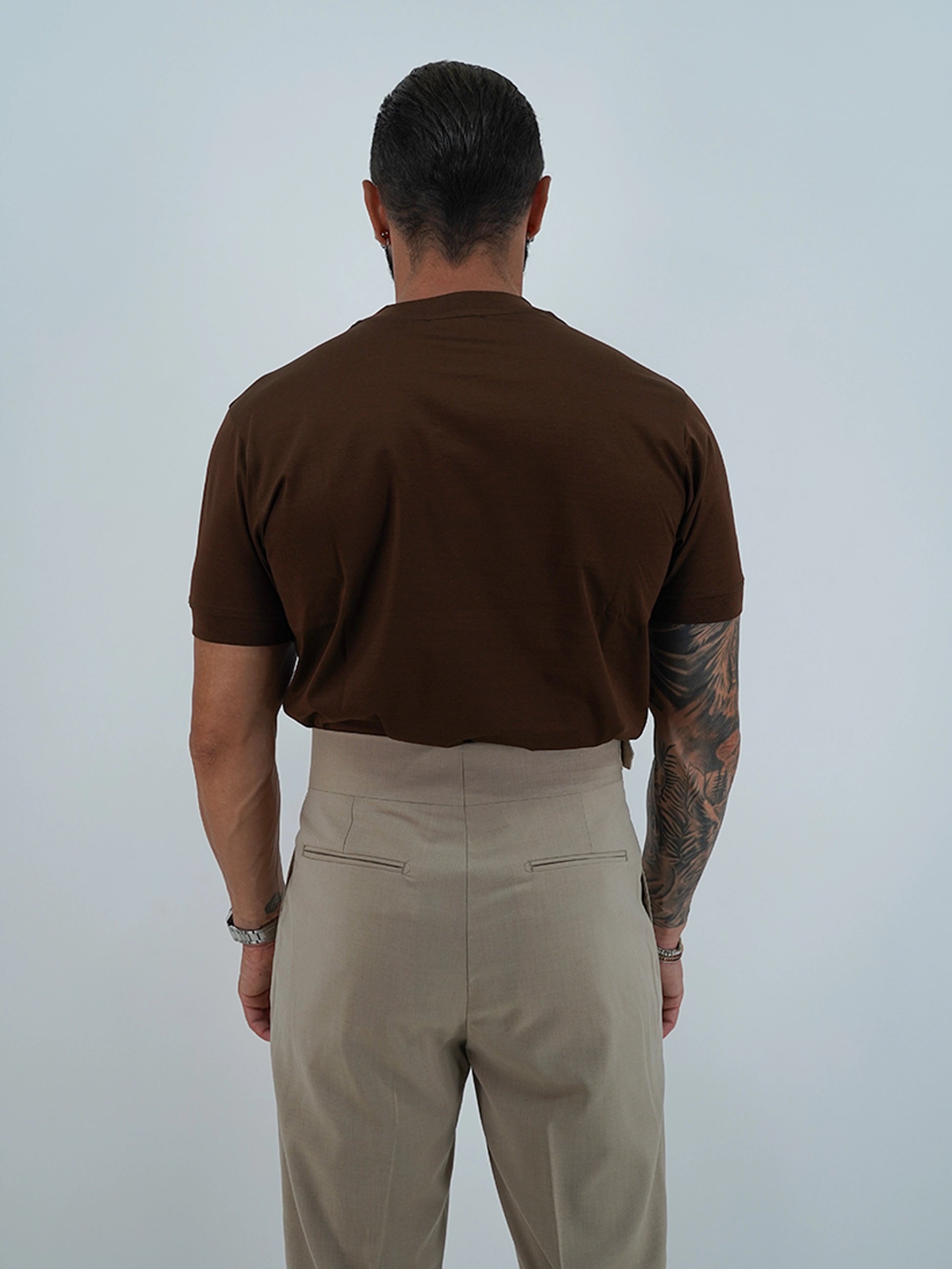 T-Shirt in Filo di Scozia | Girocollo| Caffè