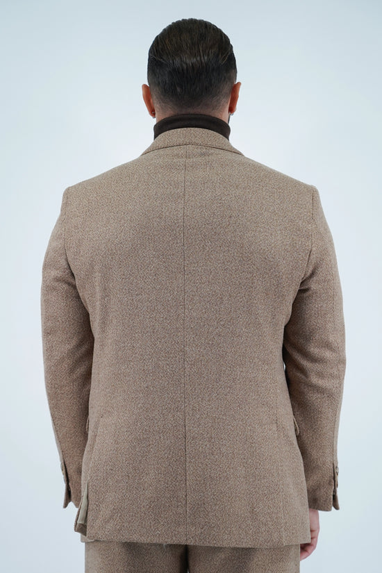 Giacca Harmonious doppiopetto in flanella argilla